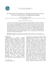 GC-MS Analysis of the Essential Oil Composition and Antioxidant Activity of Perovskia Abrotanoides Kar