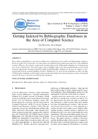 Getting Indexed by Bibliographic Databases in the Area of Computer Science Arne Kusserow, Sven Groppe