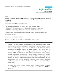 Multi-Criteria Vertical Handover Comparison Between Wimax and Wifi