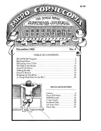 TABLE of CONTENTS BB II EPROM Program