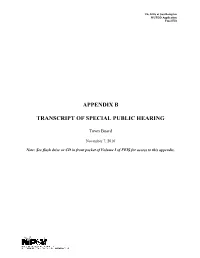 Appendix B Transcript of Special Public Hearing