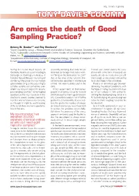 Are Omics the Death of Good Sampling Practice?