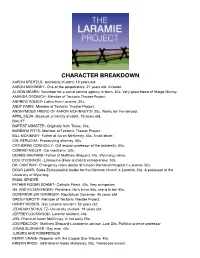 CHARACTER BREAKDOWN AARON KREIFELS- University Student