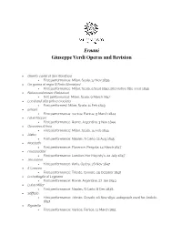 Ernani Giuseppe Verdi Operas and Revision