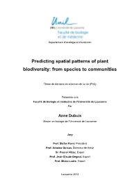 Predicting Spatial Patterns of Plant Biodiversity: from Species to Communities