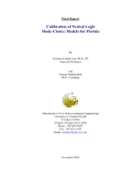 Calibration of Nested-Logit Mode-Choice Models for Florida