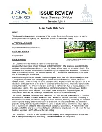 Cedar Rock State Park ISSUE