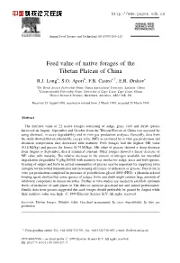 Feed Value of Native Forages of the Tibetan Plateau of China R.J