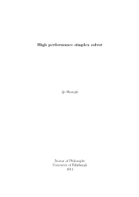High Performance Simplex Solver