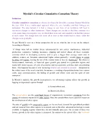 Myrdal's Circular Cumulative Causation Theory