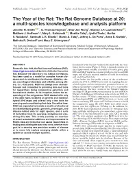 The Rat Genome Database at 20: a Multi-Species Knowledgebase and Analysis Platform Jennifer R