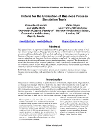 Criteria for the Evaluation of Business Process Simulation Tools