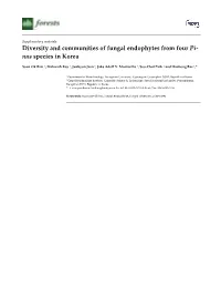 Diversity and Communities of Fungal Endophytes from Four Pi‐ Nus Species in Korea