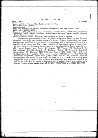 Lumber and Related Products; a Base Syllabus on Wood Technology. Eastern Kentucky Univ., Richmond