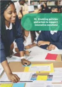 Part IV: Enabling Policies and Action to Support Innovative Solutions