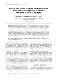 Spatial Distribution of Nematode Communities Along the Salinity Gradient in the Two Estuaries of the Sea of Japan