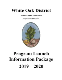 White Oak District Program Launch Information Package 2019 – 2020