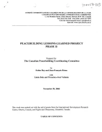 Peacebuilding Lessons-Learned Project Phase Ii