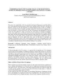 Styles As the Main Musical Source of Preservation of Endangered Languages in a Global Context