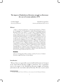 The Impact of Zimbabwean Liberation Struggle on Botswana: the Case of Lesoma Ambush, 1978