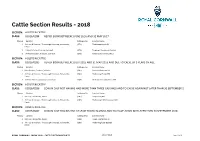 Cattle Section Results - 2018