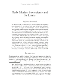 Early Modern Sovereignty and Its Limits