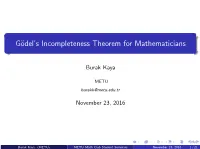 Gödel's Incompleteness Theorem for Mathematicians