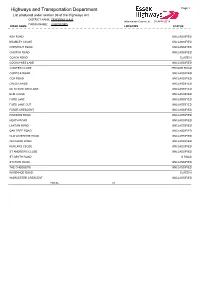 Highways and Transportation Department Page 1 List Produced Under Section 36 of the Highways Act
