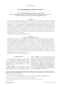 In Vitro Propagation of Zingiber Spectabile(1)