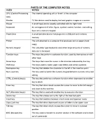 Parts of the Computer Notes