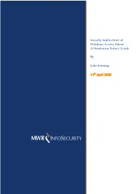 Security Implications of Windows Access Tokens – a Penetration Tester’S Guide