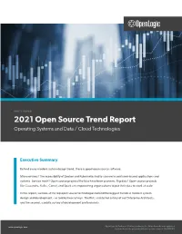 2021 Open Source Trend Report Operating Systems and Data / Cloud Technologies