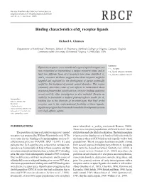 Binding Characteristics of Σ 2 Receptor Ligands