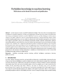 Forbidden Knowledge in Machine Learning Reflections on the Limits of Research and Publication