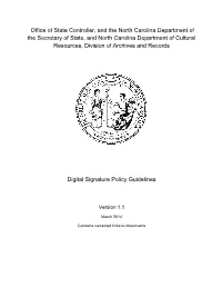 Office of State Controller, and the North Carolina Department of The