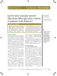 Do Intra-Articular Steroid Injections Affect Glycemic Control in Patients