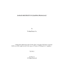 Domain Specificity in Learning Phonology