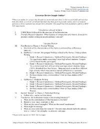 Literature Review Sample Outline*