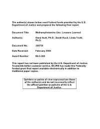 Methamphetamine Use: Lessons Learned