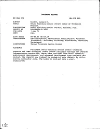Naval Training Device Center Index of Technical Reports