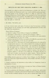 Report of the Doings of the Selectmen And