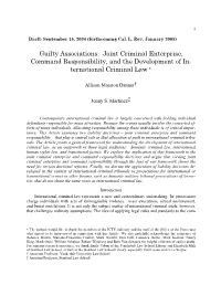 Joint Criminal Enterprise, Command Responsibility, and the Development of In- Ternational Criminal Law ∗