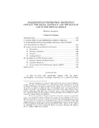 Protecting Privacy, the Social Contract, and the Rule of Law in the Virtual World