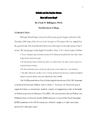 Reconsidering the Height of Goliath in The