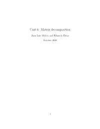 Unit 6: Matrix Decomposition