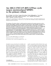 An ARL3–UNC119–RP2 Gtpase Cycle Targets Myristoylated NPHP3 to the Primary Cilium