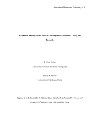 Attachment Theory and Personality P. 1
