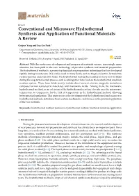 Conventional and Microwave Hydrothermal Synthesis and Application of Functional Materials: a Review