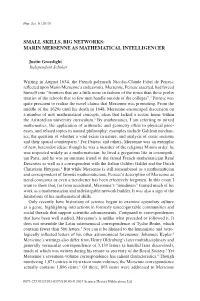 Marin Mersenne As Mathematical Intelligencer
