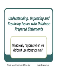 Understanding, Improving and Resolving Issues with Database